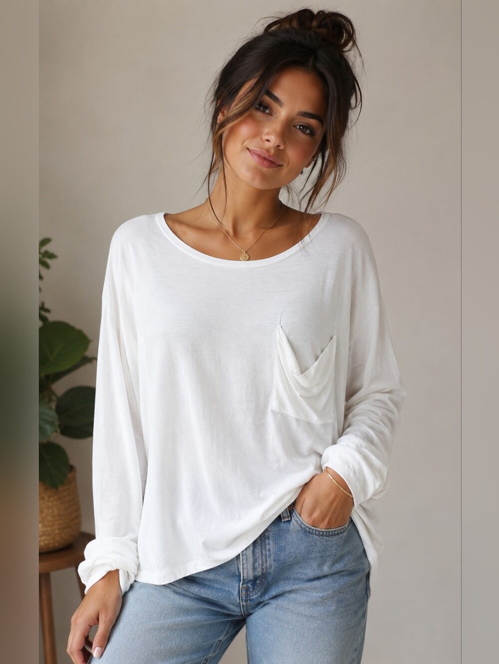 Parasuco White Long-Sleeve Pocket Tee